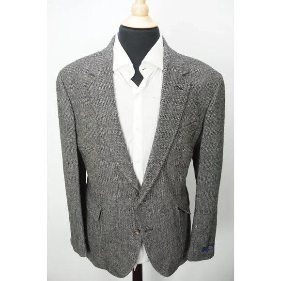 Polo Ralph Lauren Gray Black Herringbone Wool Tweed Sport Coat JAcket 2XL NEW